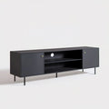 Czarna szafka RTV z MDF 160 x 40 x 50 cm na stalowych nogach