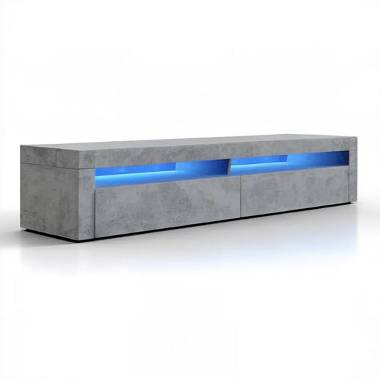 Szafka RTV LED 200 x 40 x 45 cm z płyty laminowanej w kolorze szarego betonu