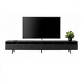 Czarna szafka RTV z MDF 180 x 40 x 50 cm z 4 drzwiami i 4 otwartymi wnękami